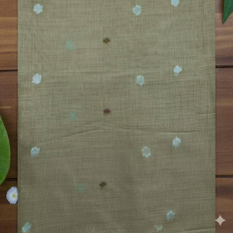 Olive Green Cotton Saree