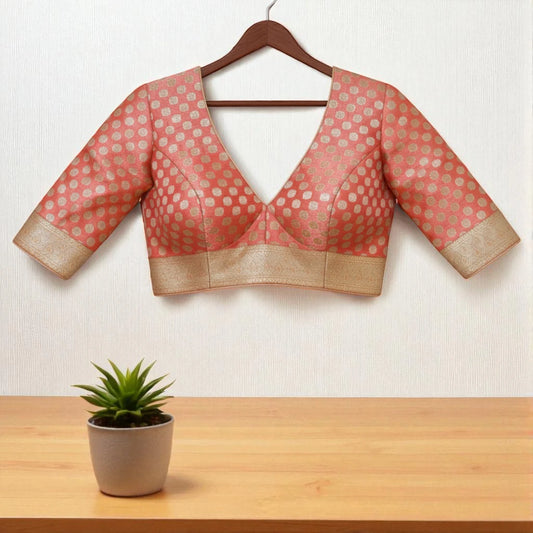 Peach gold KanchiTissue Saree