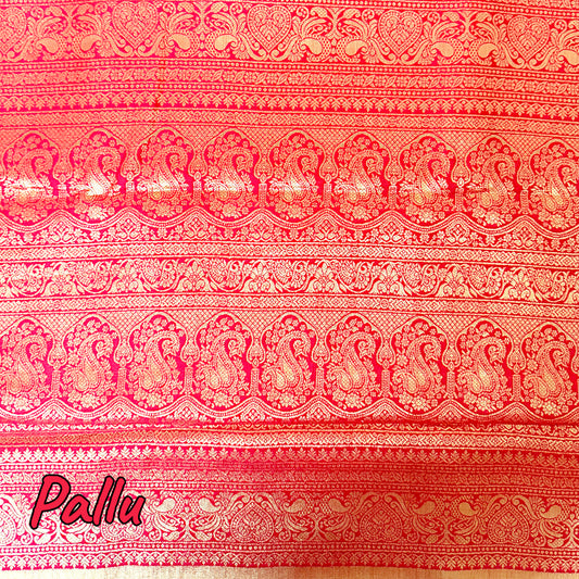 Golden Tissue Saree With Red Border and Patola Inspired blouse