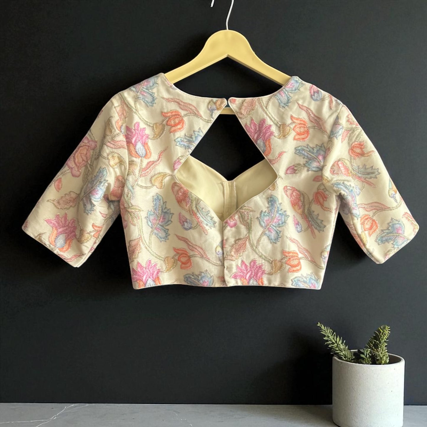 Ivory Pastel Floral Embroidered Blouse
