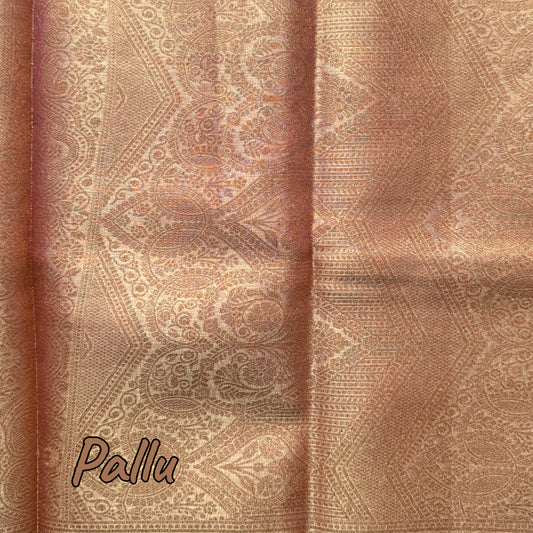 Bronze Tissue saree with Peacock Motifs