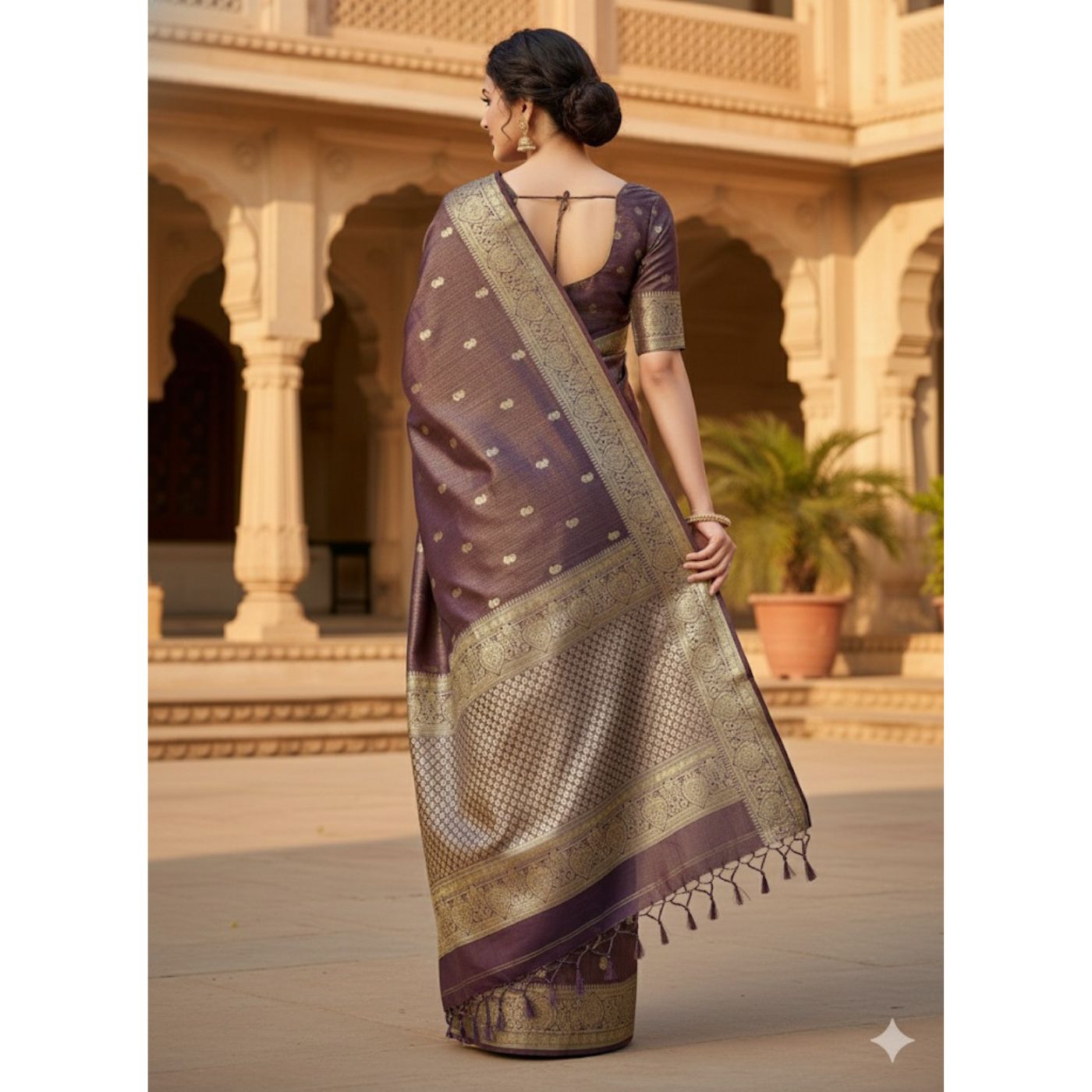 Deep Plum Soft Tissue Saree