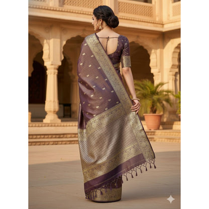 Deep Plum Soft Tissue Saree