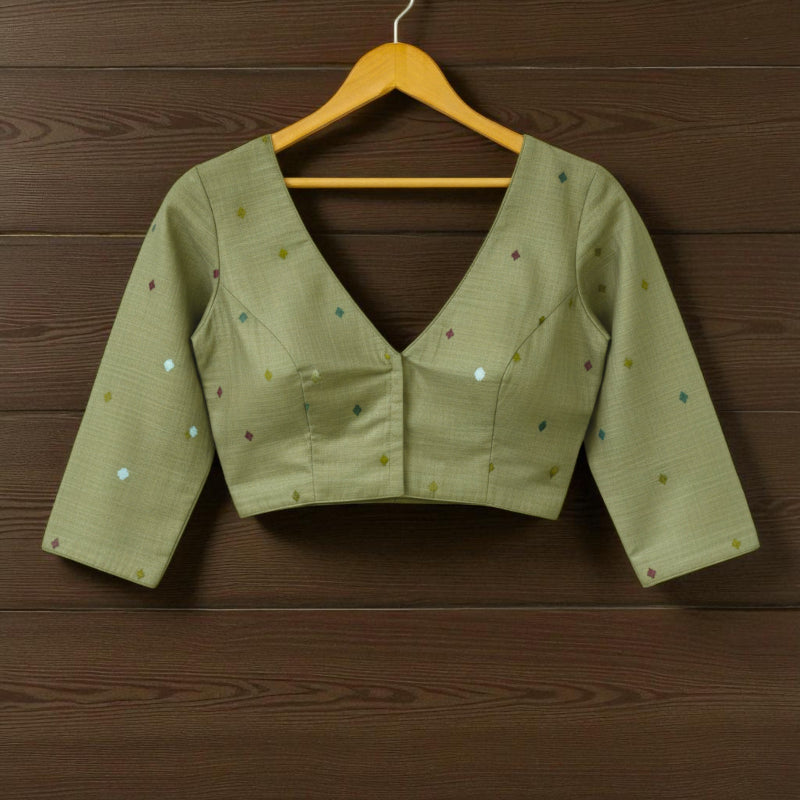 Olive Green Cotton Saree