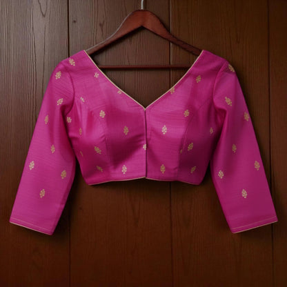 Blush Pink Cotton Saree with Rich Magenta Zari Border