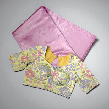 Mauve Soft Silk with Pastel Pixel-Pattern Blouse