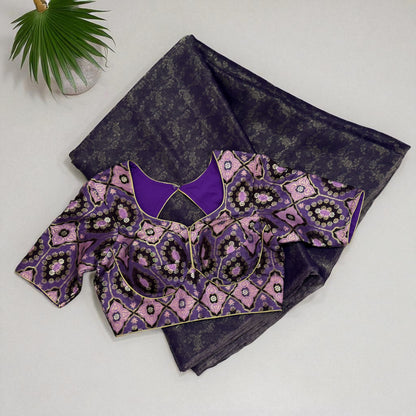 Royal Purple Soft Tissue saree with Brocade Blouse