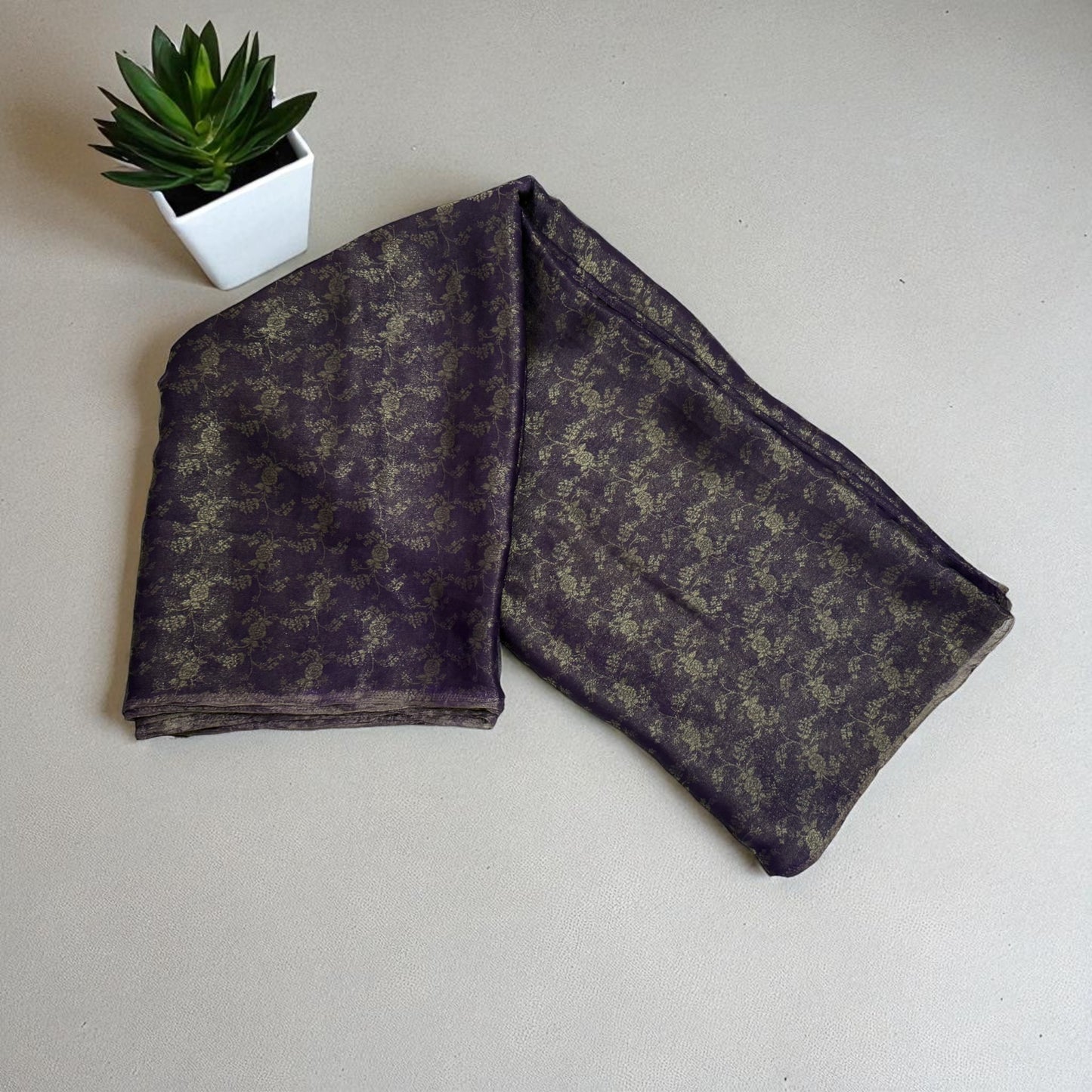 Royal Purple Soft Tissue saree with Brocade Blouse