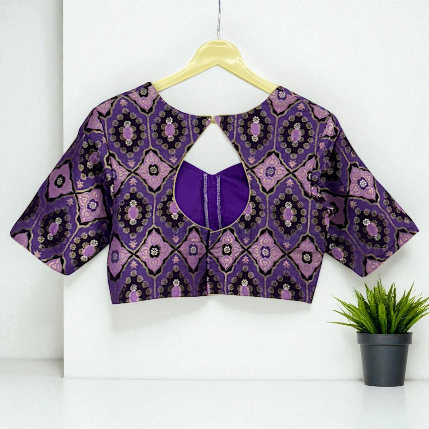 Royal Purple Soft Tissue saree with Brocade Blouse