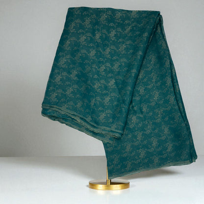 Teal Green Tissue Saree with Geometric Design Sequin Blouse