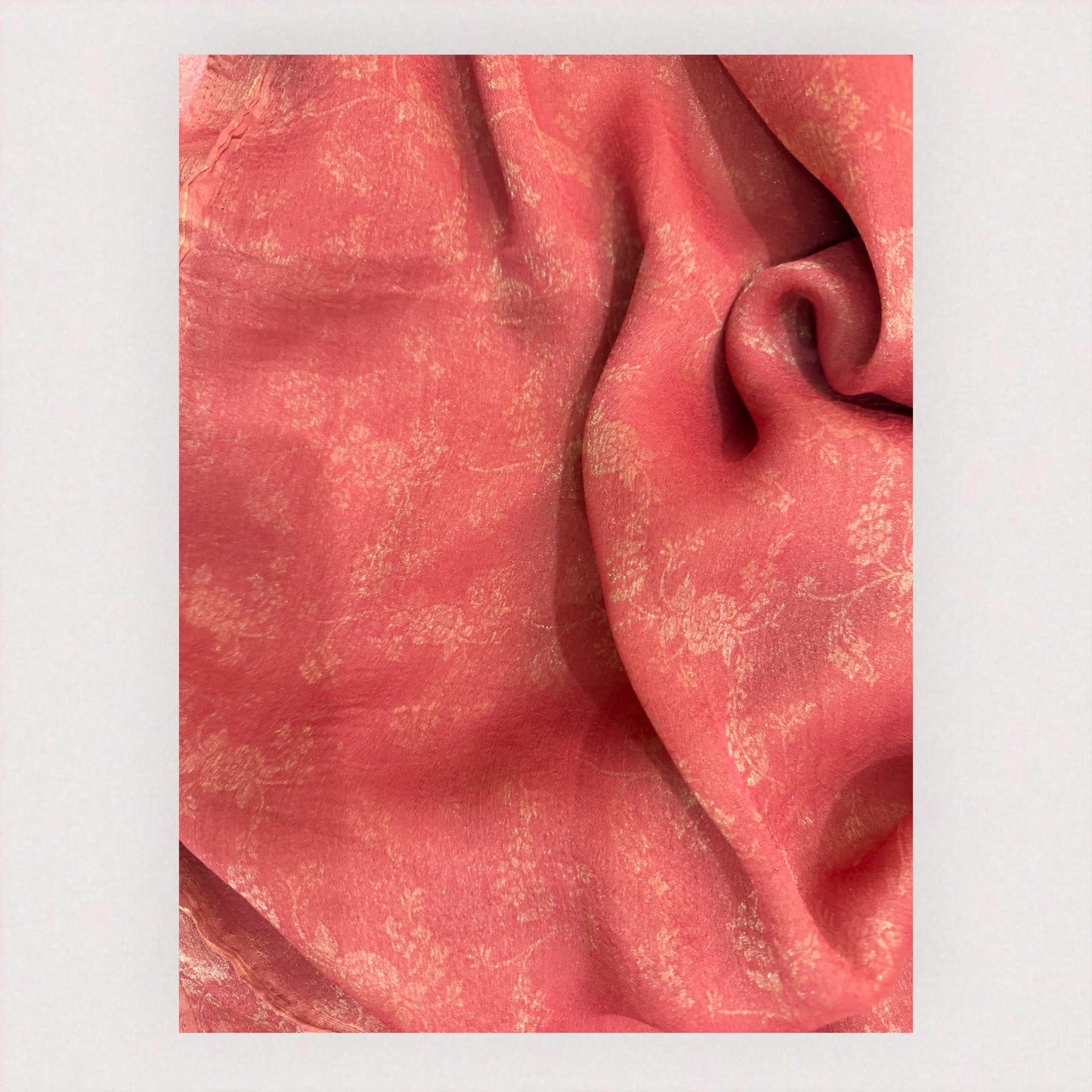 Brick Orange Tissue Saree with Geometric design sequence Blouse