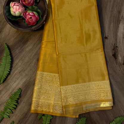 Mustard Yellow Kanchi Tissue Saree