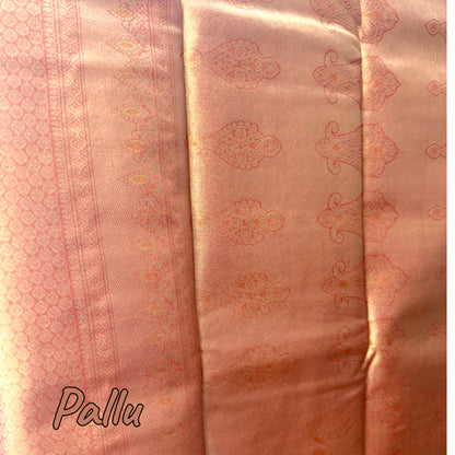 Peach Zari Woven Silk Saree