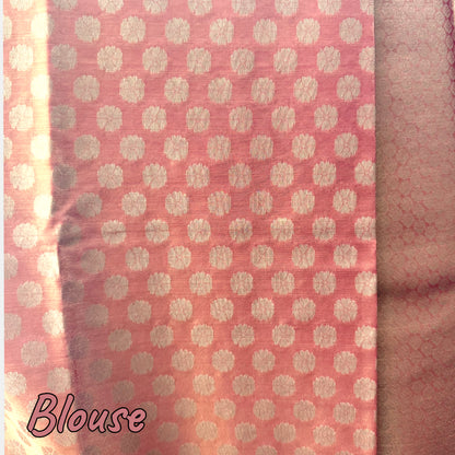 Peach Zari Woven Silk Saree