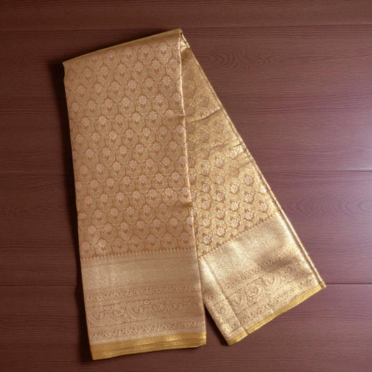 Golden Peach Tissue Banarasi Saree