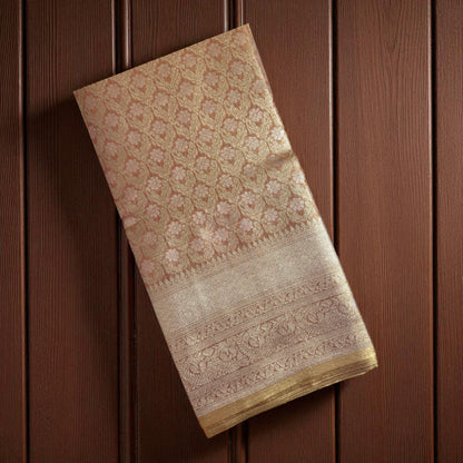 Golden Peach Tissue Banarasi Saree