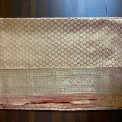 Golden Peach Tissue Banarasi Saree
