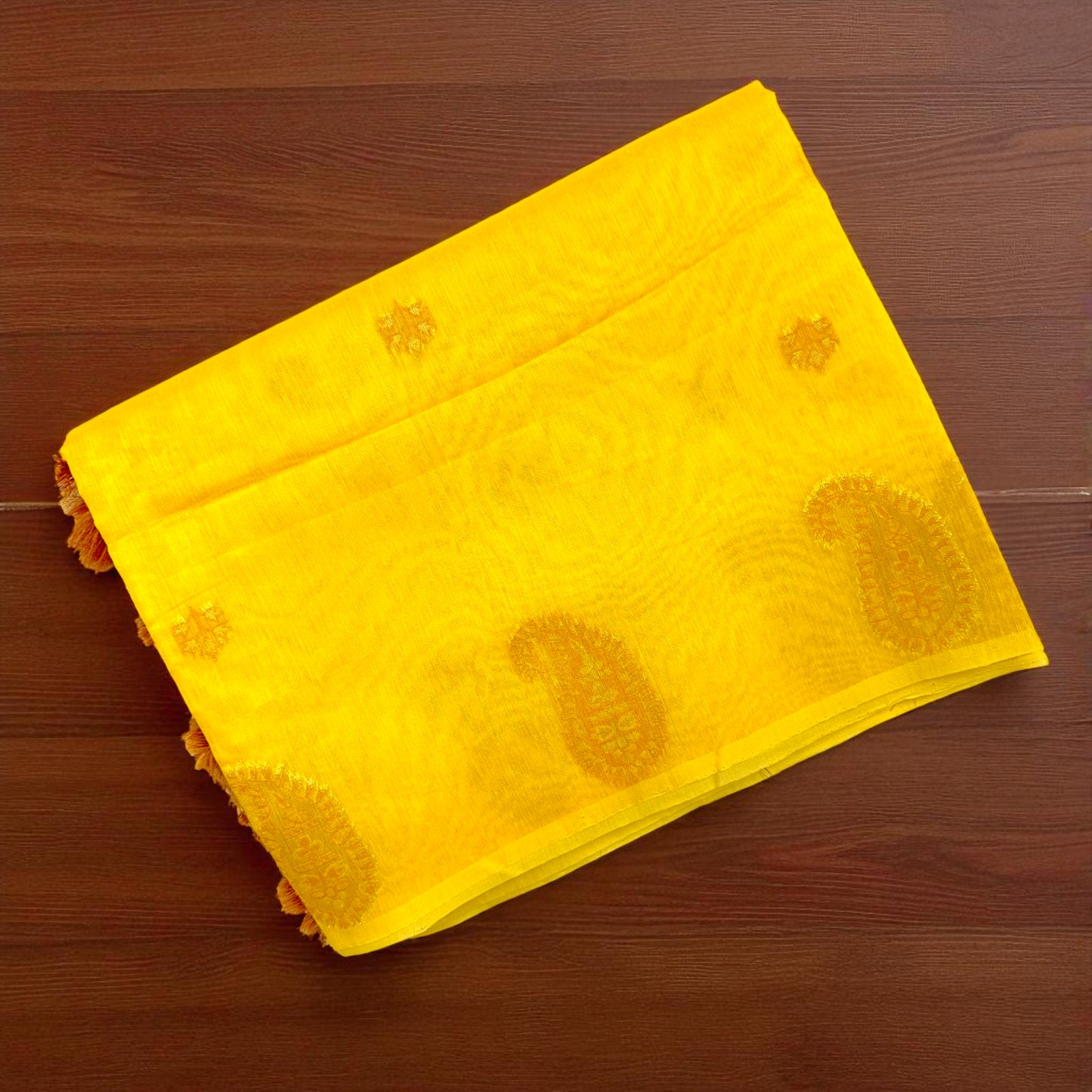 Sunlit Yellow Cotton Saree