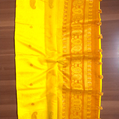 Sunlit Yellow Cotton Saree