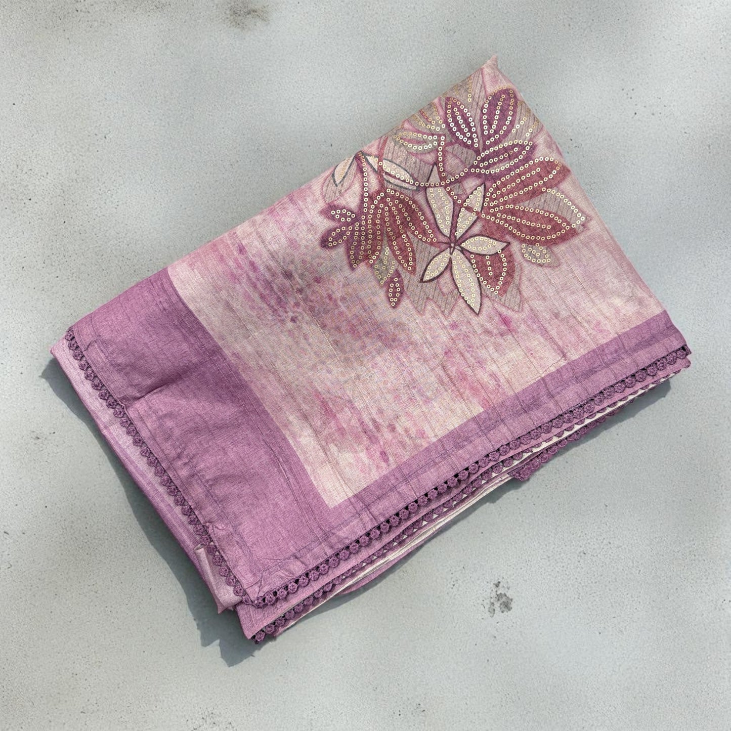 Lavender Saree with Rustic sequence work