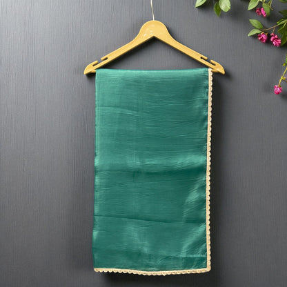 Emerald Green Organza Saree with Handcrafted Floral Blouse