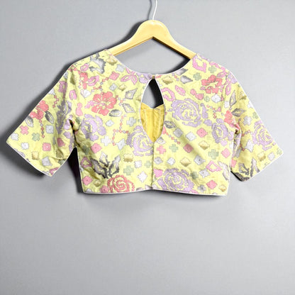 Mauve Soft Silk with Pastel Pixel-Pattern Blouse