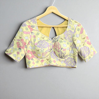 Mauve Soft Silk with Pastel Pixel-Pattern Blouse