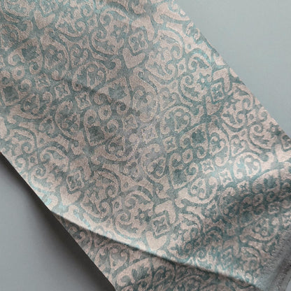 Sky Blue Soft Silk with Ivory Floral Embroidered Blouse