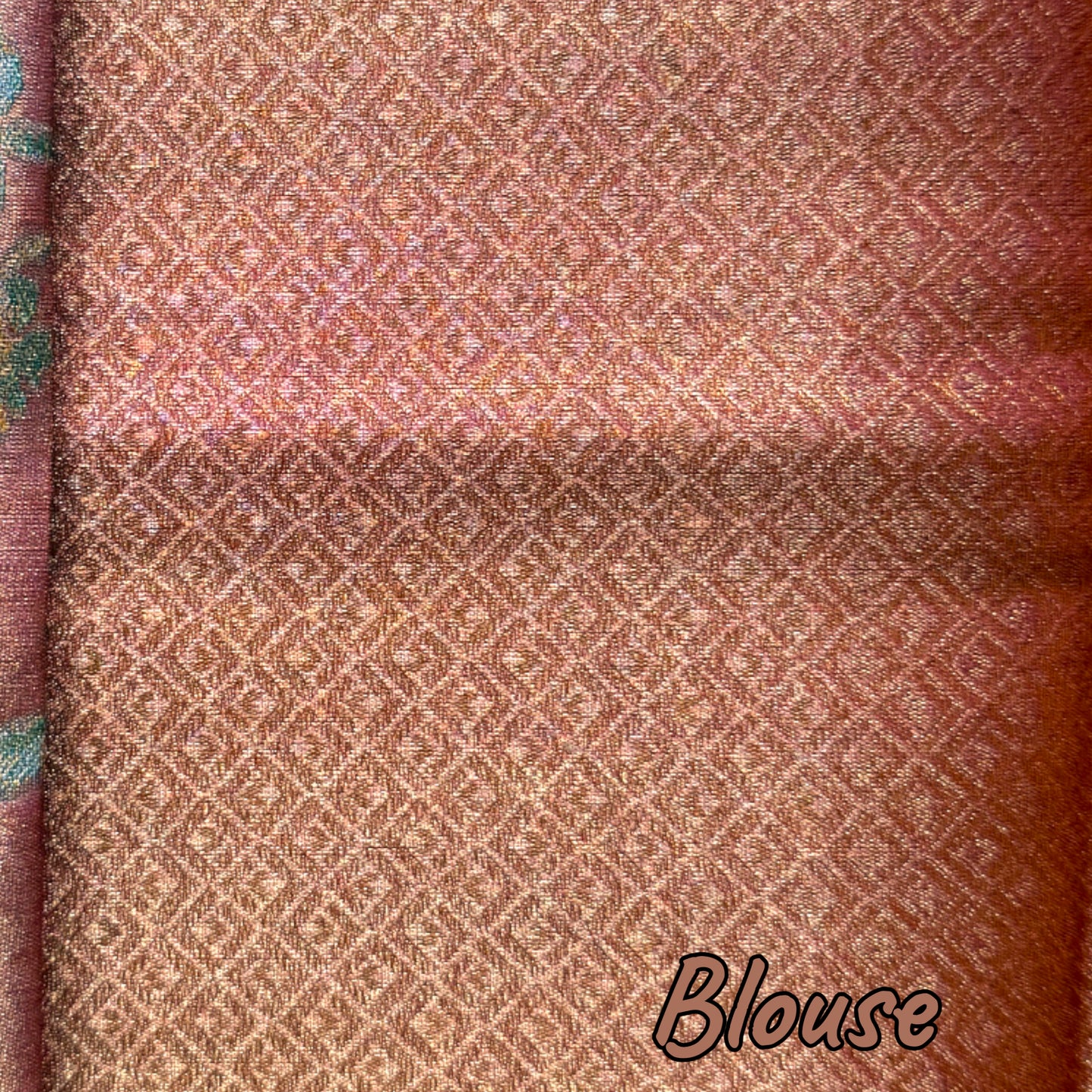 Bronze Tissue saree with Peacock Motifs
