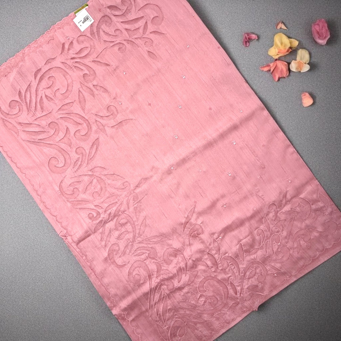 Dusty Rose Tussar silk Saree with cut work