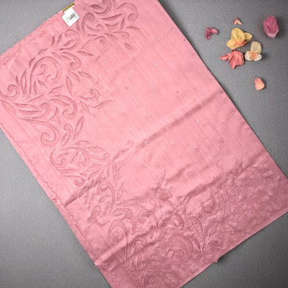 Dusty Rose Tussar silk Saree with cut work