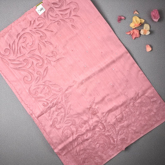 Dusty Rose Tussar silk Saree with cut work