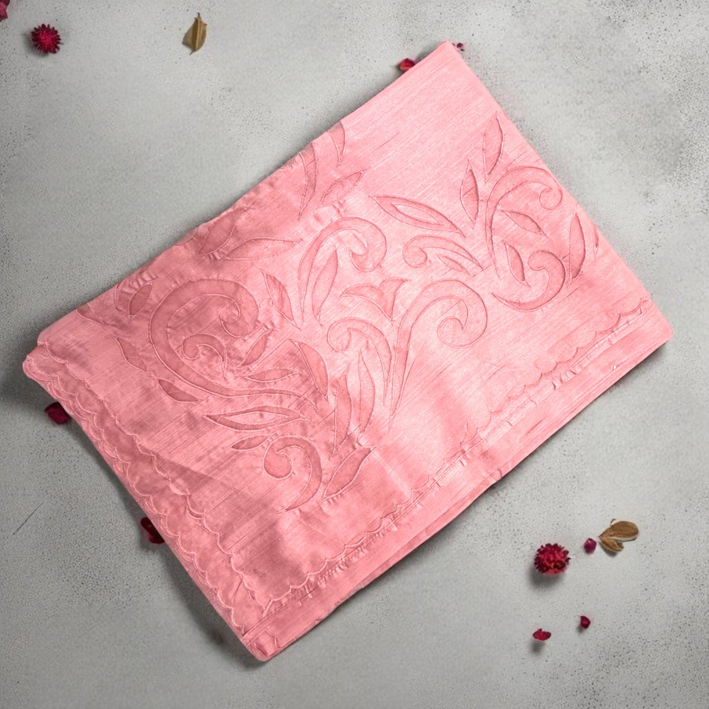 Dusty Rose Tussar silk Saree with cut work