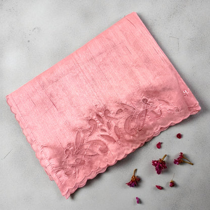 Dusty Rose Tussar silk Saree with cut work