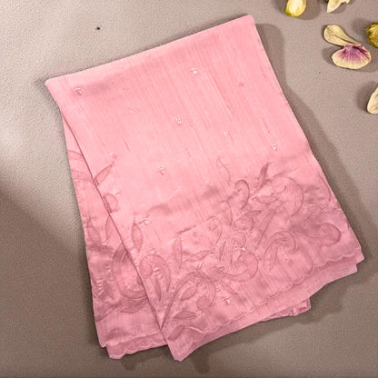 Dusty Rose Tussar silk Saree with cut work
