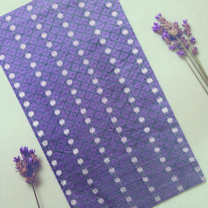 Ivory and Purple Chanderi Cotton Saree