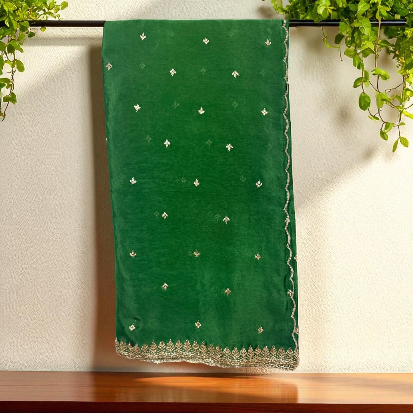 Rich Pink blouse with Emerald green saree