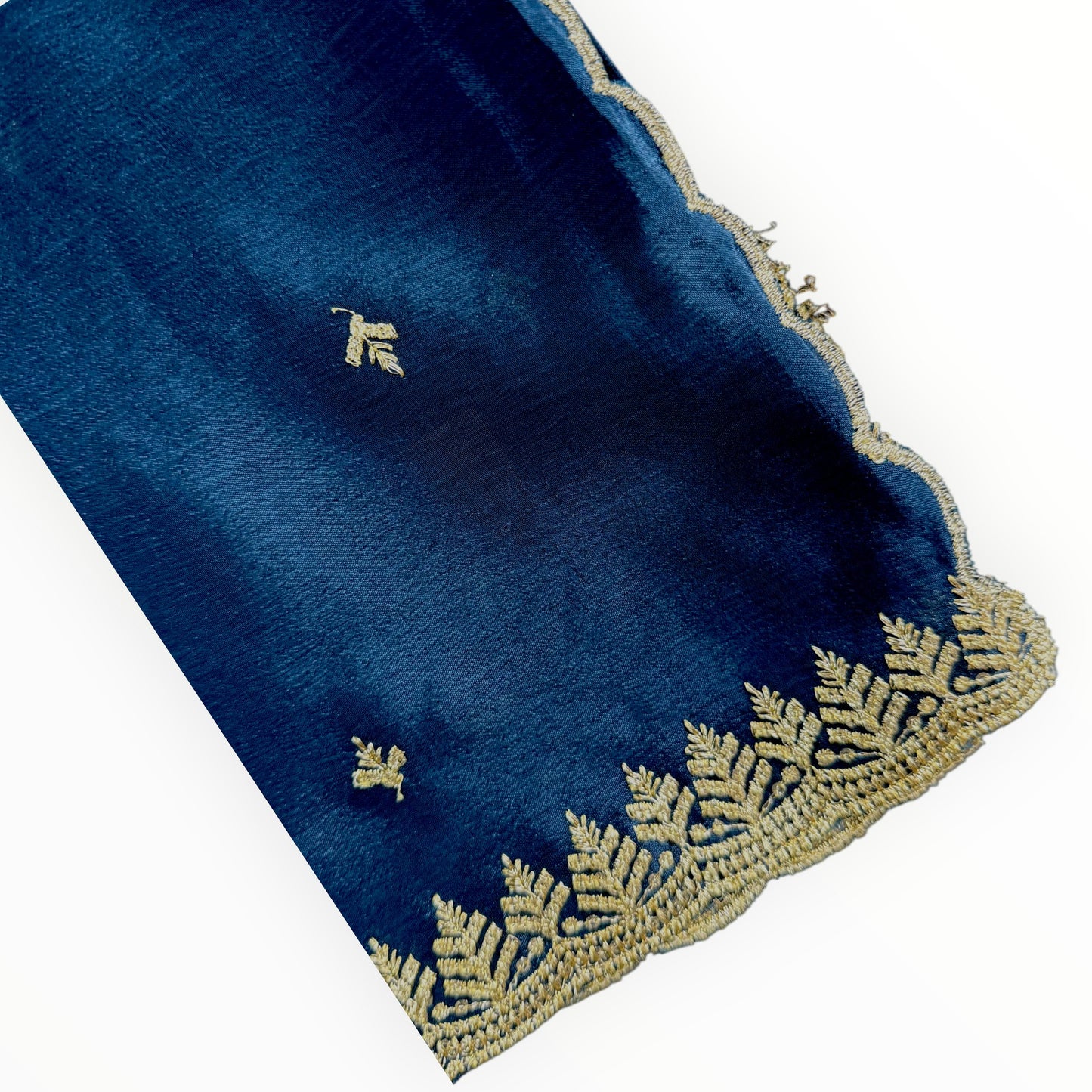 Royal Blue Saree with Green-Blue-Gold Brocade Blouse