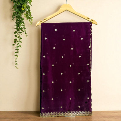 Wine colour Saree with Handcrafted Golden Zari Embroidered Blouse